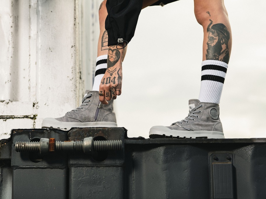 Palladium Pampa Zip Desertwash رمادي غامق